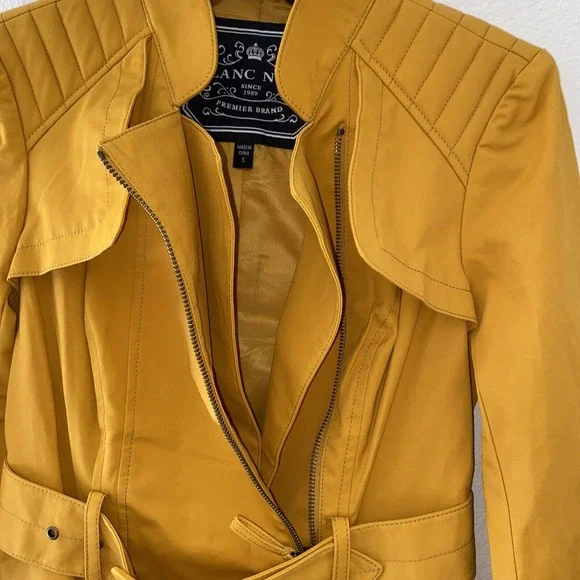 Blanc Noir Multi Zippered Pockets Belted Trench Coat Womens Cotton Blends SZ S - Picture 8 of 14